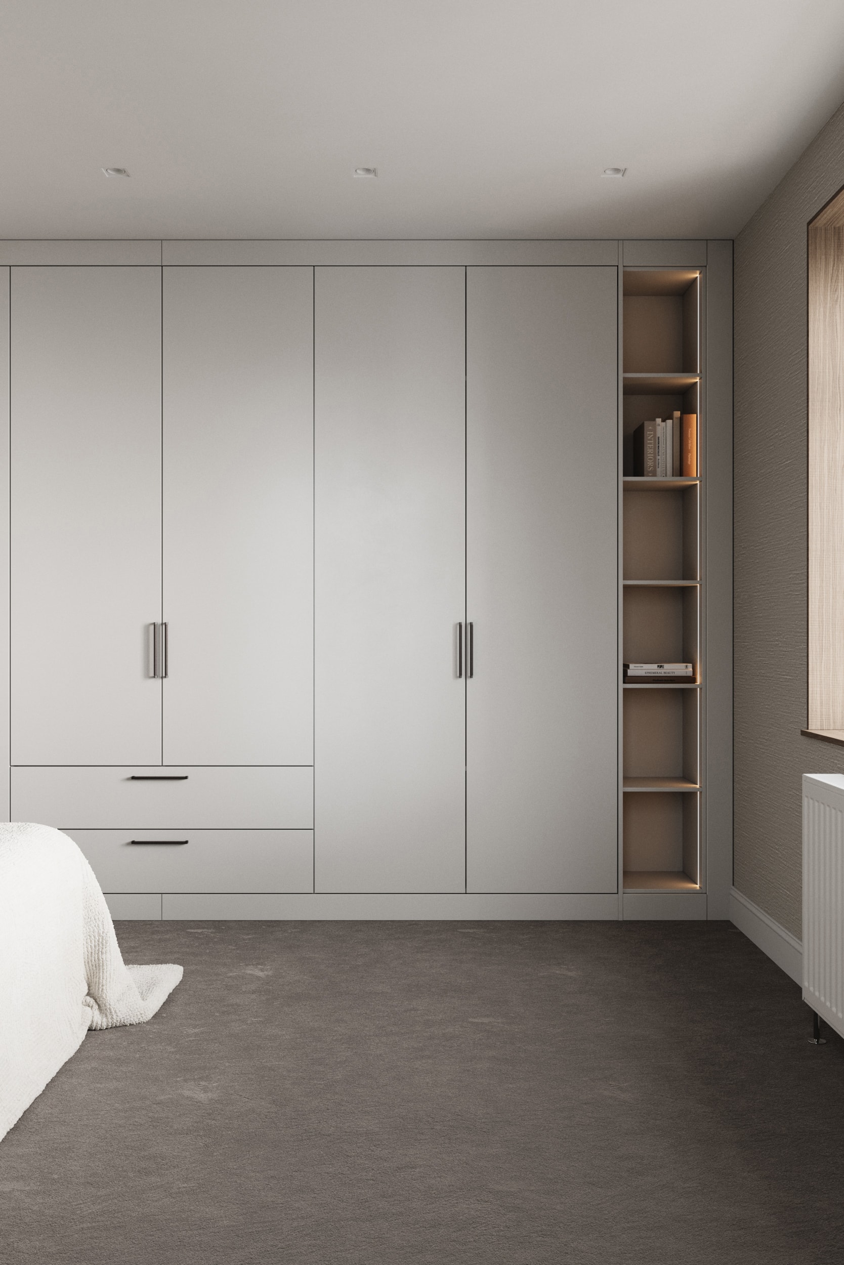 Plain white custom wardrobe maker project with fitted internals